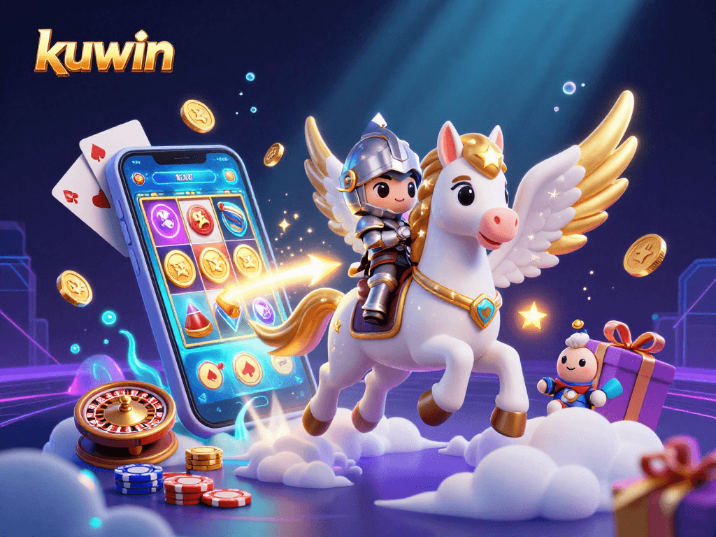 Kuwin brings excitement with a celestial horse and knight, jackpots, and vibrant animations in play.