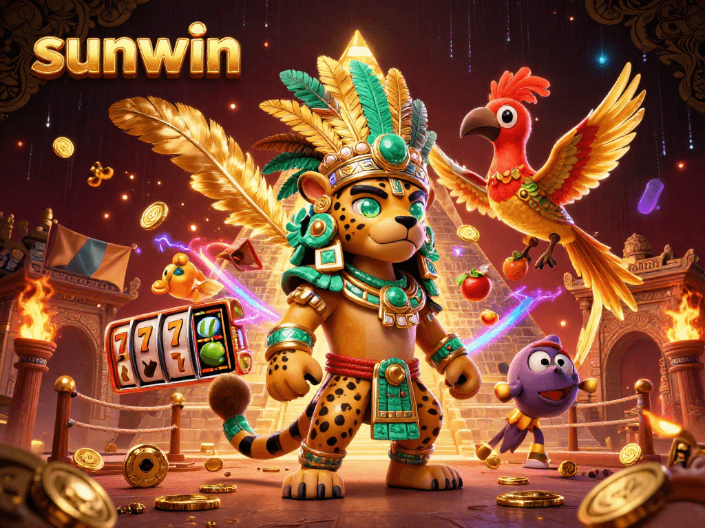 Bet on exciting slot games with sunwin's vibrant 3D illustration featuring mythical elements and jackpot excitement.
