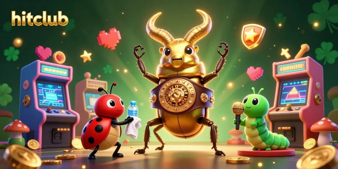 Engage with the hitclub gaming experience featuring a golden stag beetle championship showdown