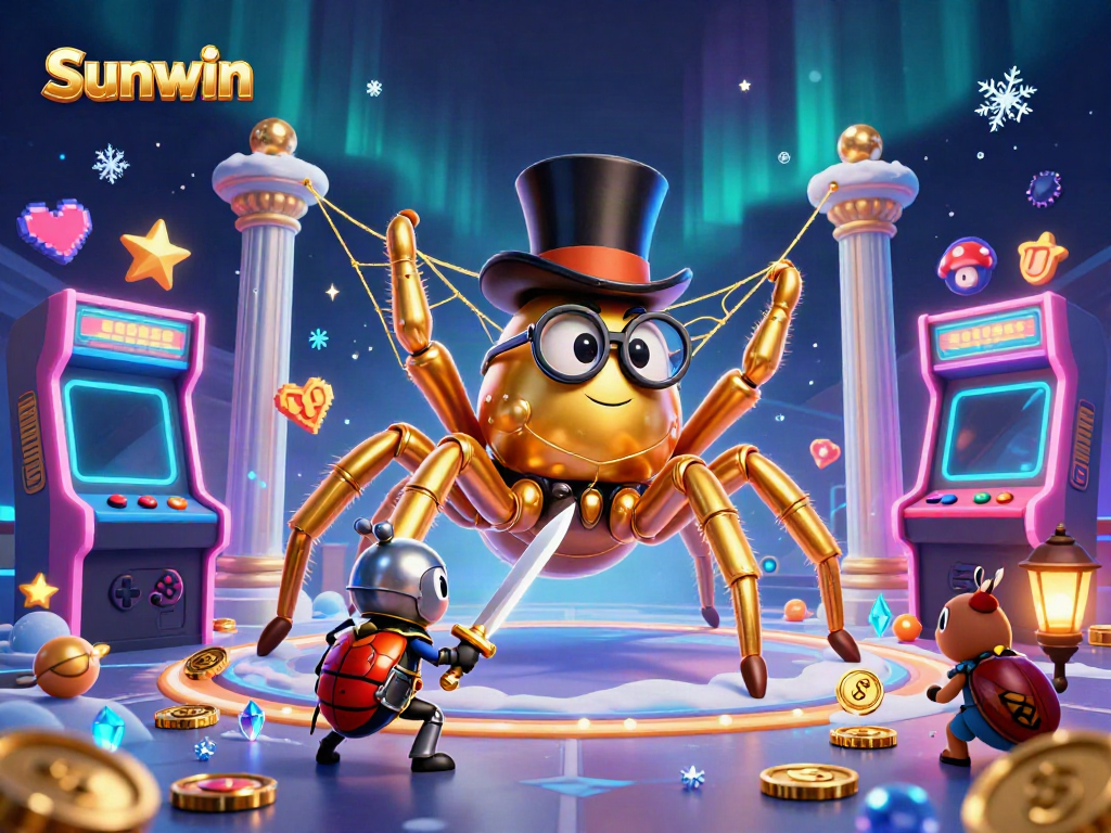 Experience thrilling gameplay with Sunwin's vibrant 3D casino illustration showcasing exciting game elements.