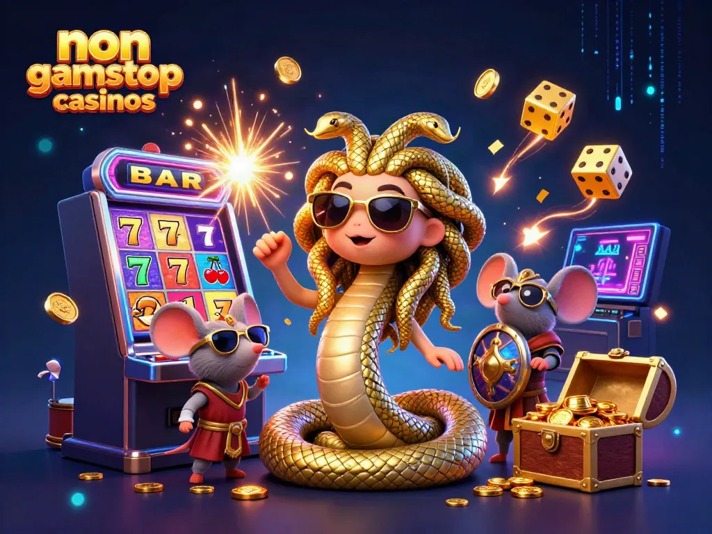 Experience the thrill of non gamstop casinos with a lively scene full of dynamic casino elements and engaging characters.