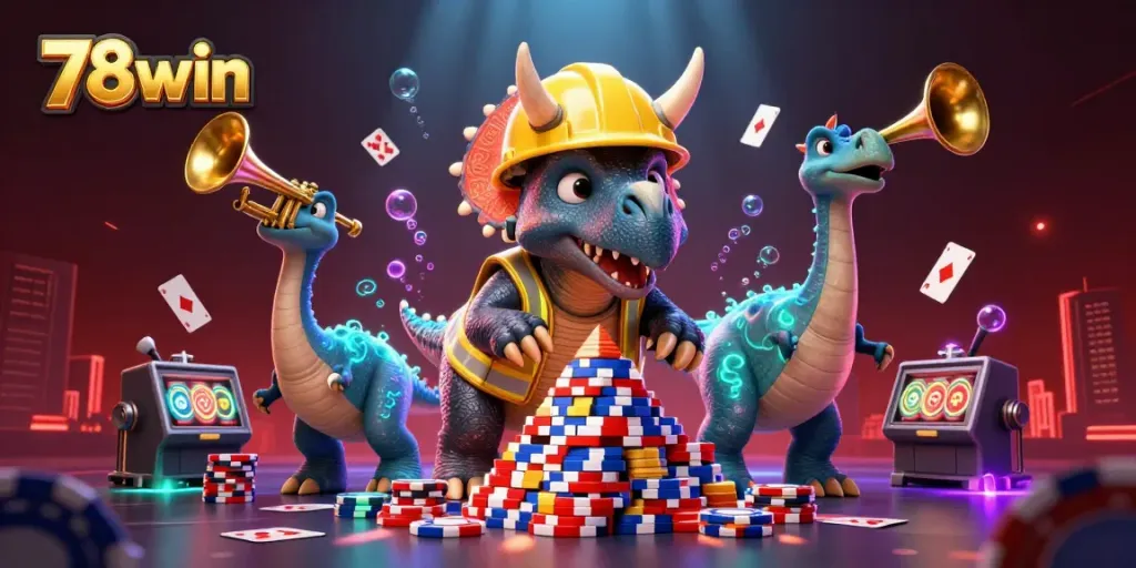 Experience thrilling moments at 78win with a lively scene of poker chips and celebration.
