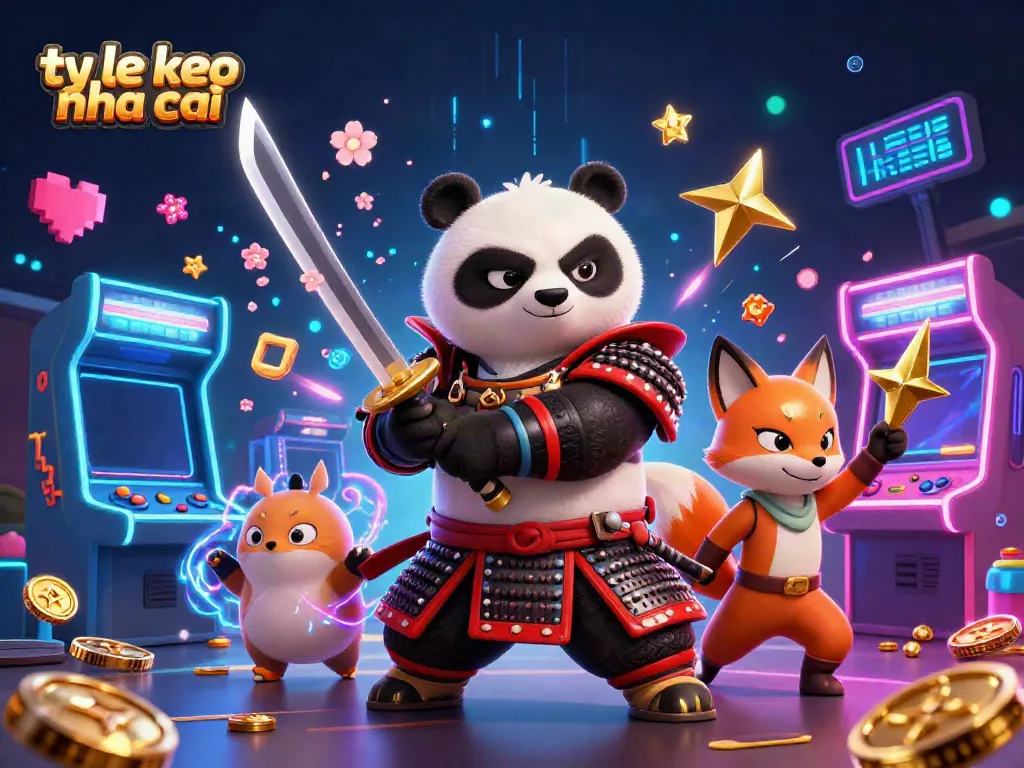 Engage with the vibrant scene showcasing ty le keo nha cai with distinctive casino elements and animated characters.