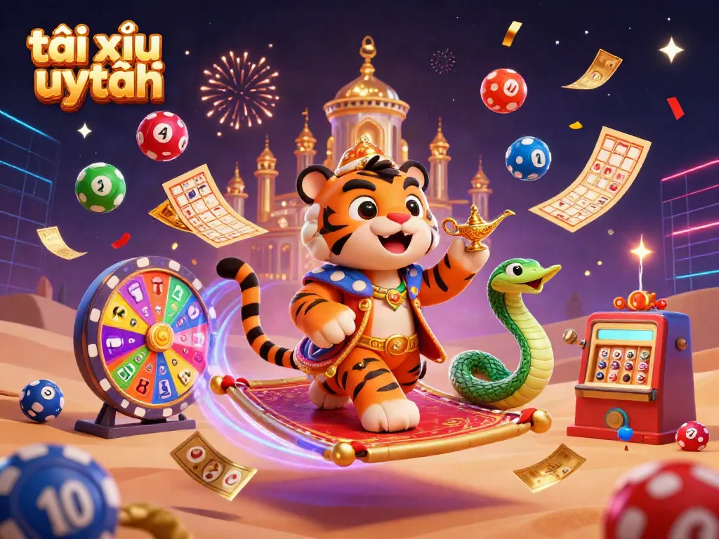 Experience the thrill of tài xỉu uy tín with dazzling casino elements and vibrant gameplay in a magical scene.