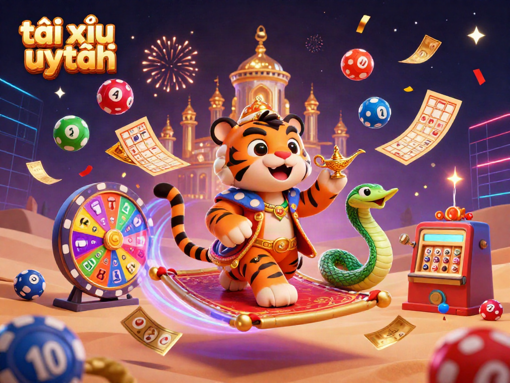 Experience the thrill of tài xỉu uy tín with dazzling casino elements and vibrant gameplay in a magical scene.