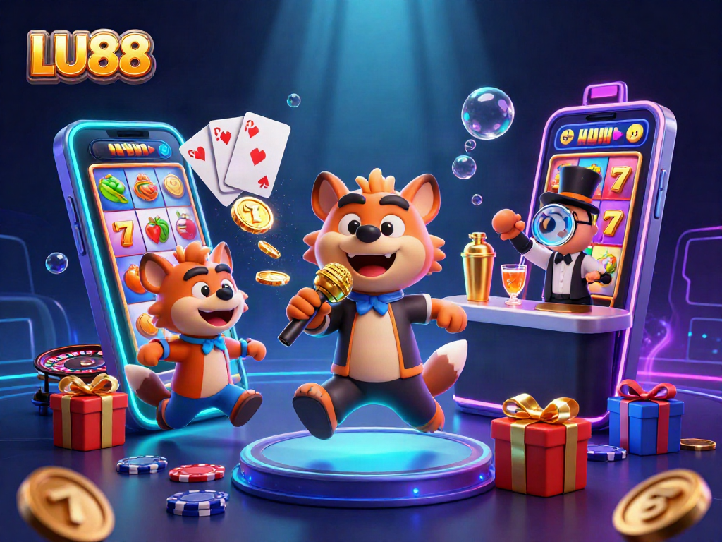LU88 hyenas running a casino with dynamic games and vibrant interactions