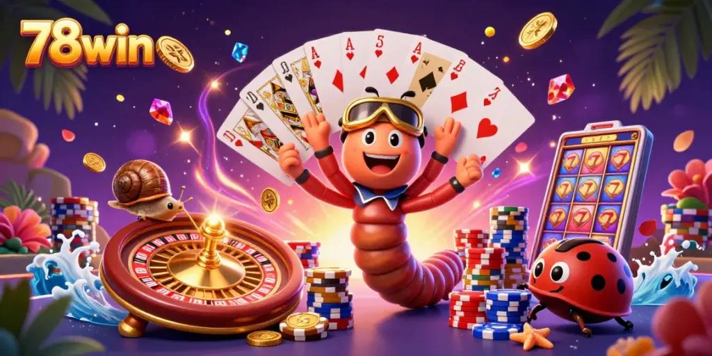 Experience the vibrant 78win casino scene with dynamic characters and games, captivating all players.