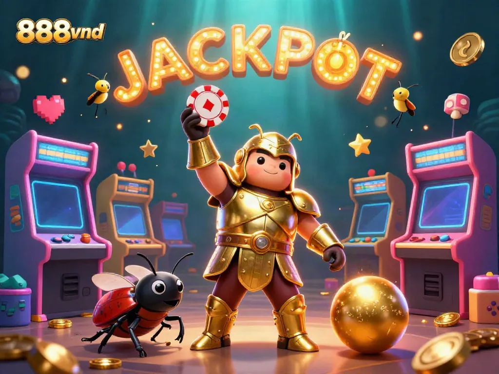 Experience the thrill of winning with 888vnd in an exciting casino-themed illustration.