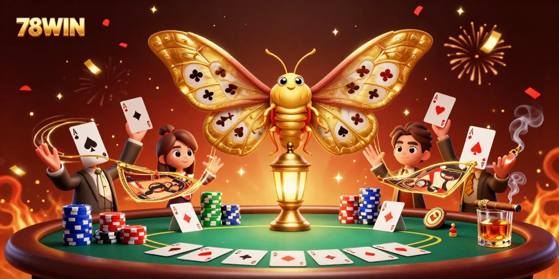 Experience exhilarating poker action at 78WIN with vibrant visuals and dynamic casino scenes.