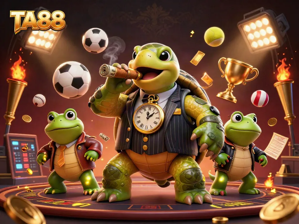Experience thrilling gameplay at TA88 with an action-packed casino scene featuring vibrant characters.