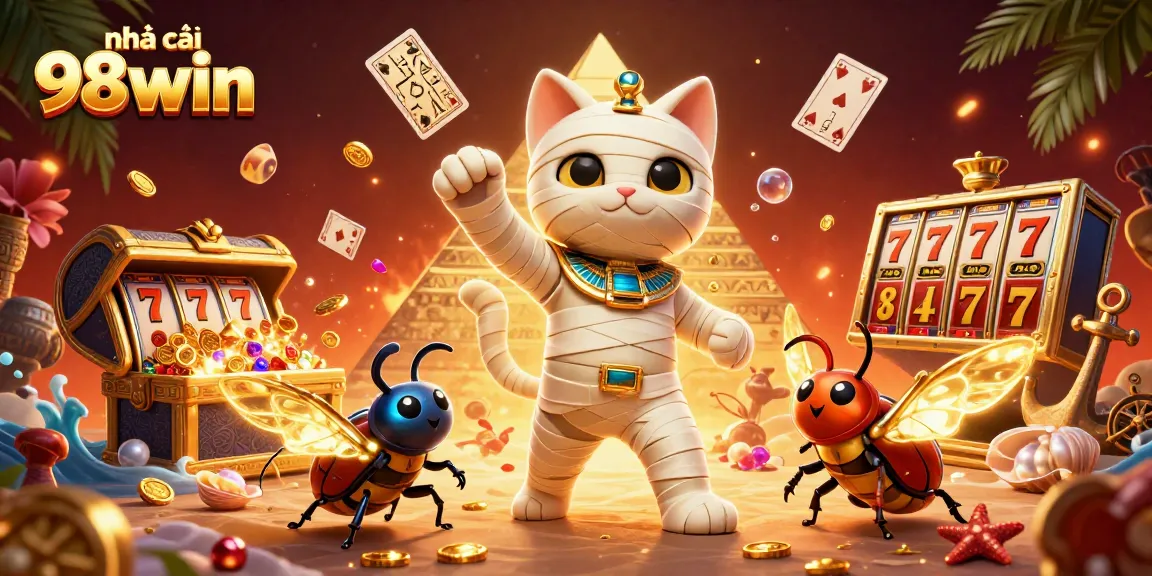 Experience thrilling gameplay at nhà cái 98win with a dynamic casino scene featuring ancient treasures and interactive elements.
