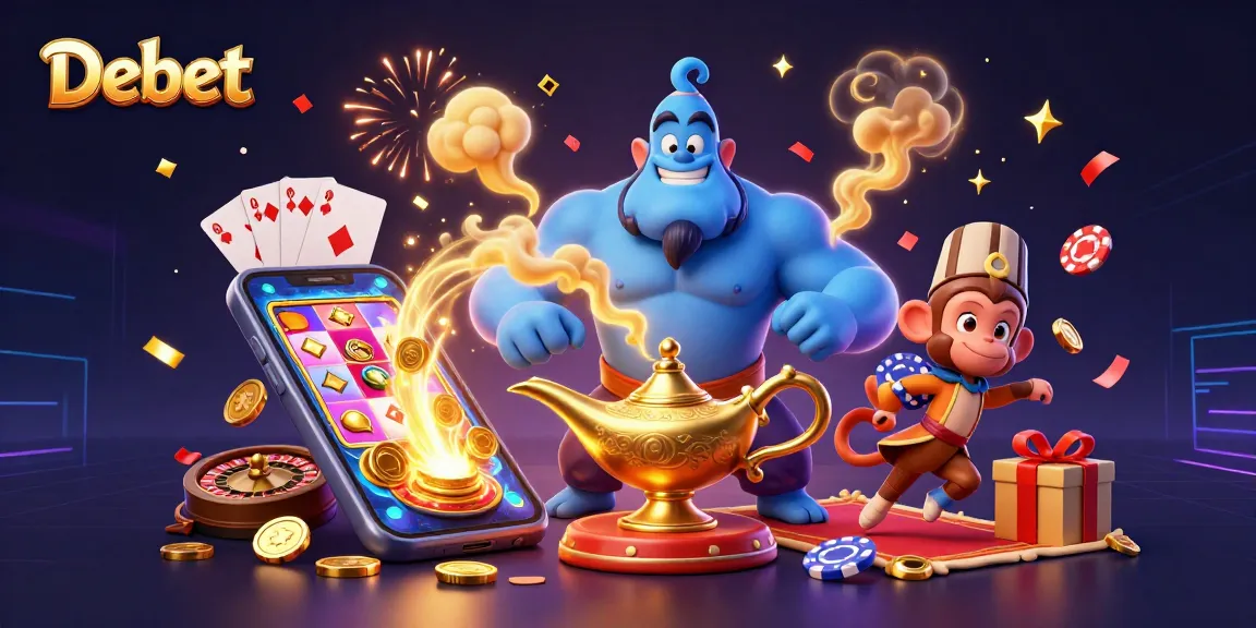 Experience thrilling gameplay with Debet, the ultimate casino adventure featuring colorful slots and poker elements.