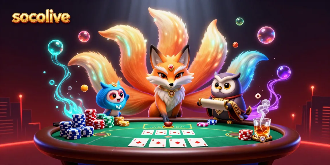 socolive captures a dynamic poker scene with glowing characters and vibrant casino elements