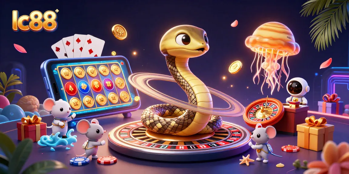 Place bets with lc88 as astronaut mice engage in cosmic gambling amidst dazzling casino elements.