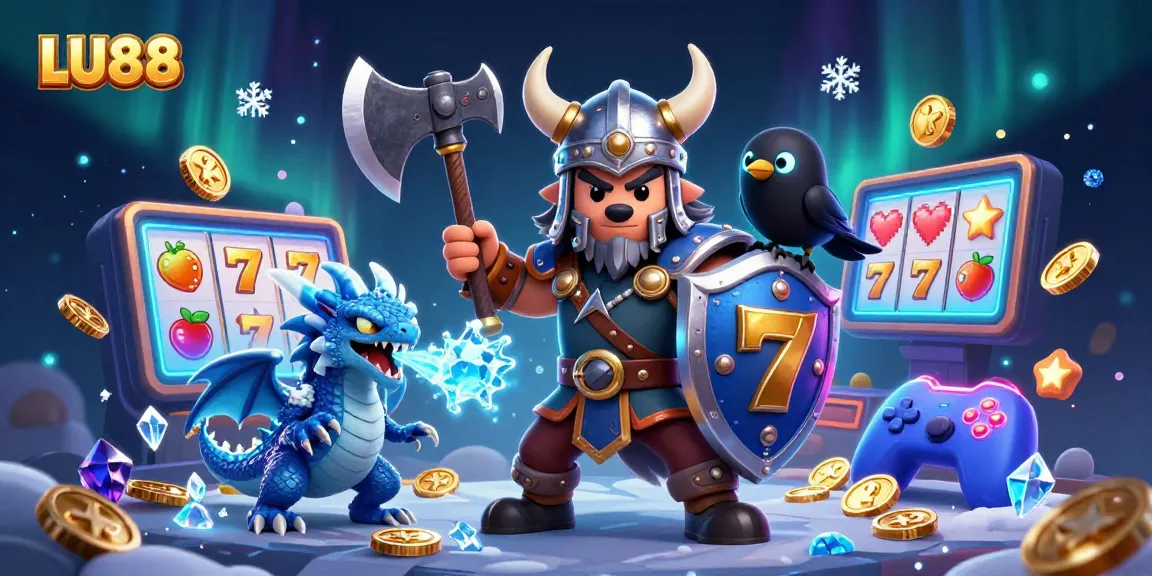 Experience exciting wins with LU88's vibrant slot machines and heroic characters in a captivating scene.
