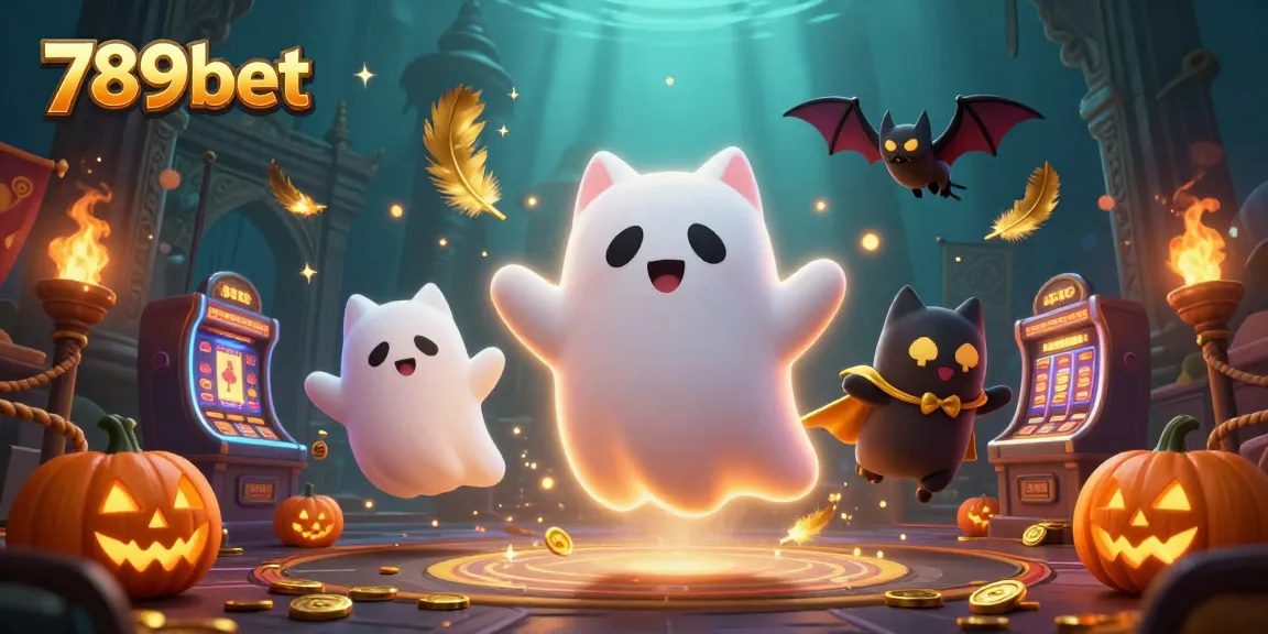 Engage with thrilling 789bet gameplay in a ghostly casino scene featuring fun characters.