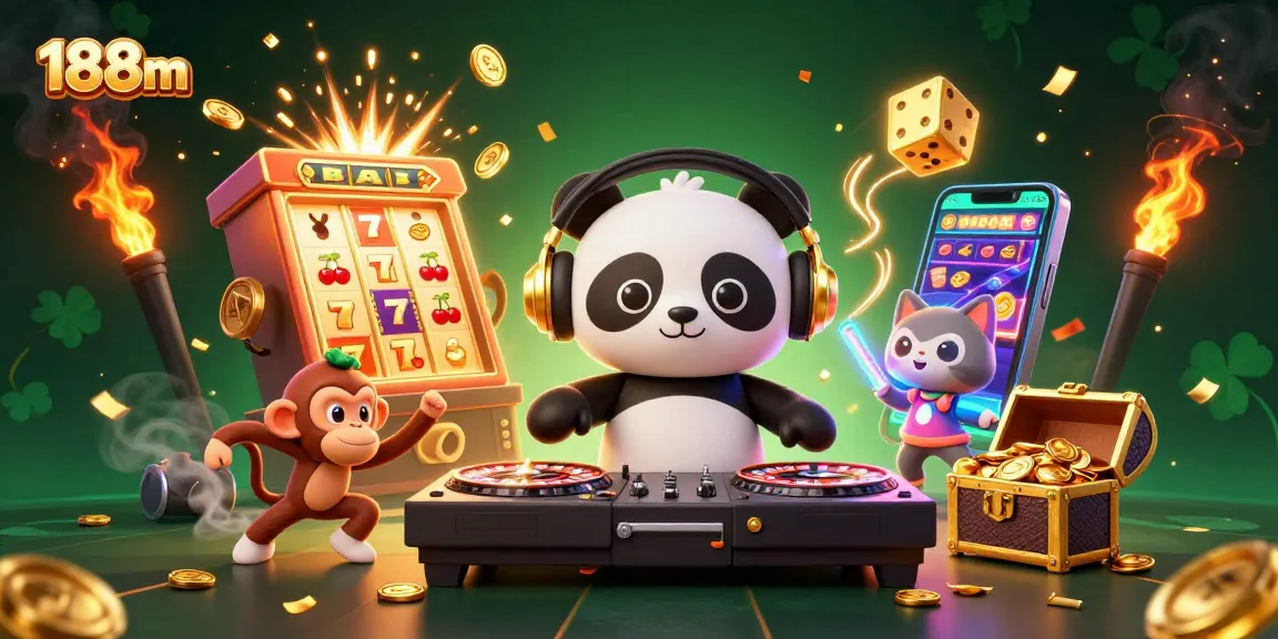 Experience the thrill of 188m as a DJ panda spins against a jackpot explosion in an exciting casino scene.