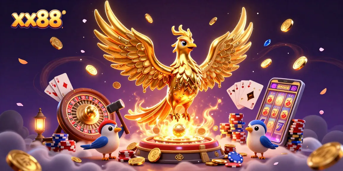 Experience exhilarating gameplay at xx88, where golden phoenixes and coins create immersive action.