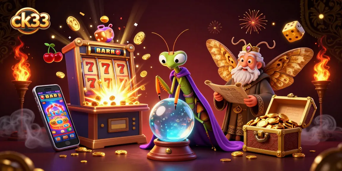 Play exciting slots and win at ck33 with vibrant casino elements in a magical scene