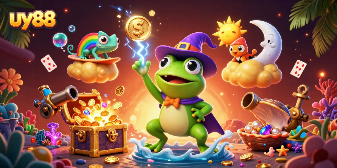 Experience thrilling gameplay at uy88 with a magical storm of golden coins and vibrant casino elements.