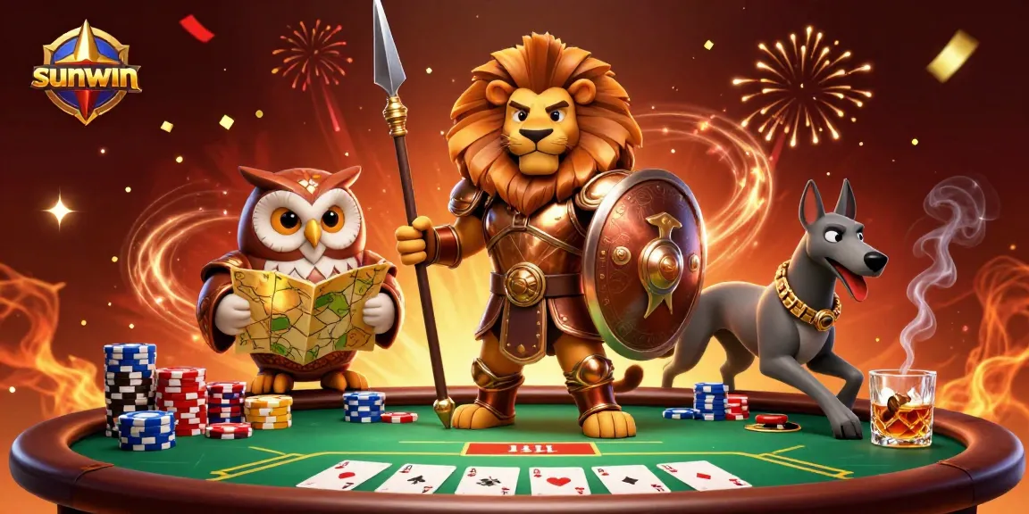 Experience sunwin action at a lively poker table featuring rich characters and vibrant game elements.
