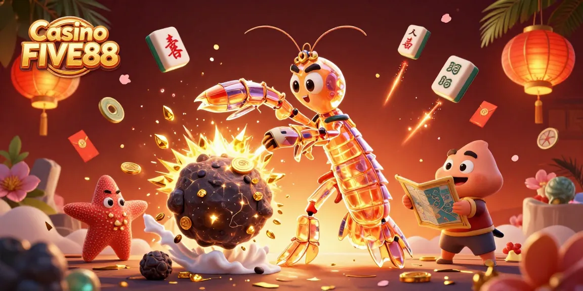 Experience action-packed gaming at Casino FIVE88, with vibrant 3D characters and dynamic casino elements.