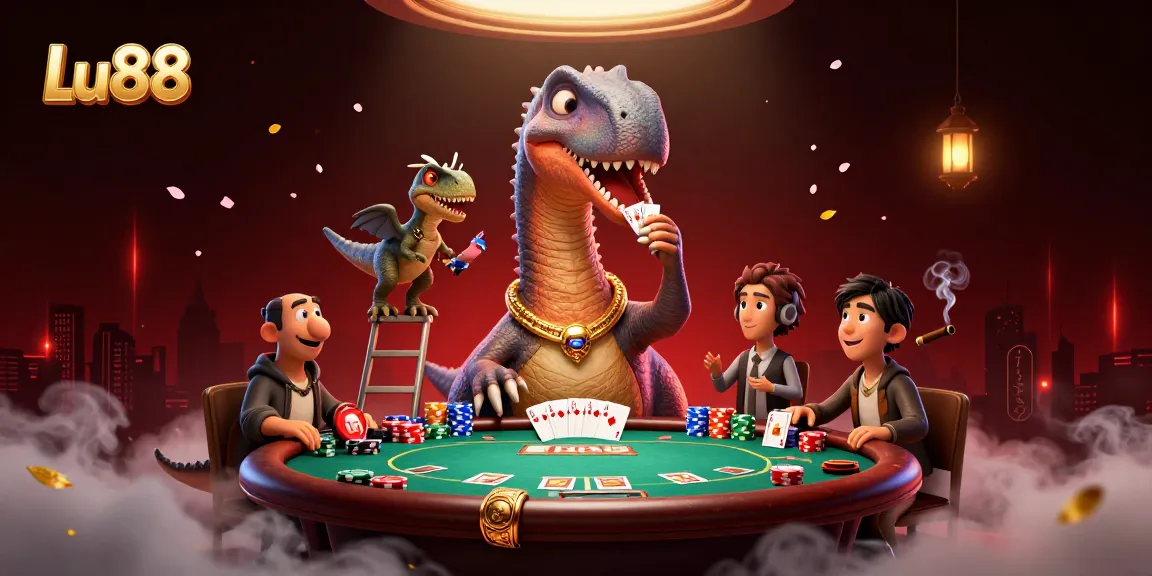 Experience thrilling poker action at Lu88 with a giant brontosaurus and clever raptor dealer.