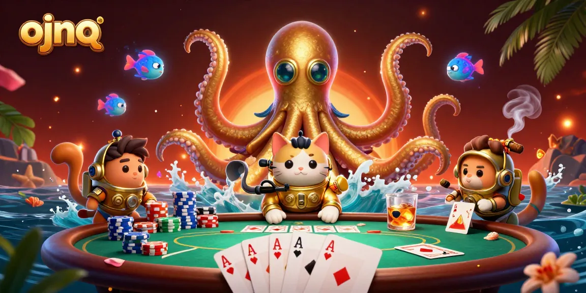 Experience thrilling gameplay at ojnq with this vibrant casino scene featuring colorful poker elements.