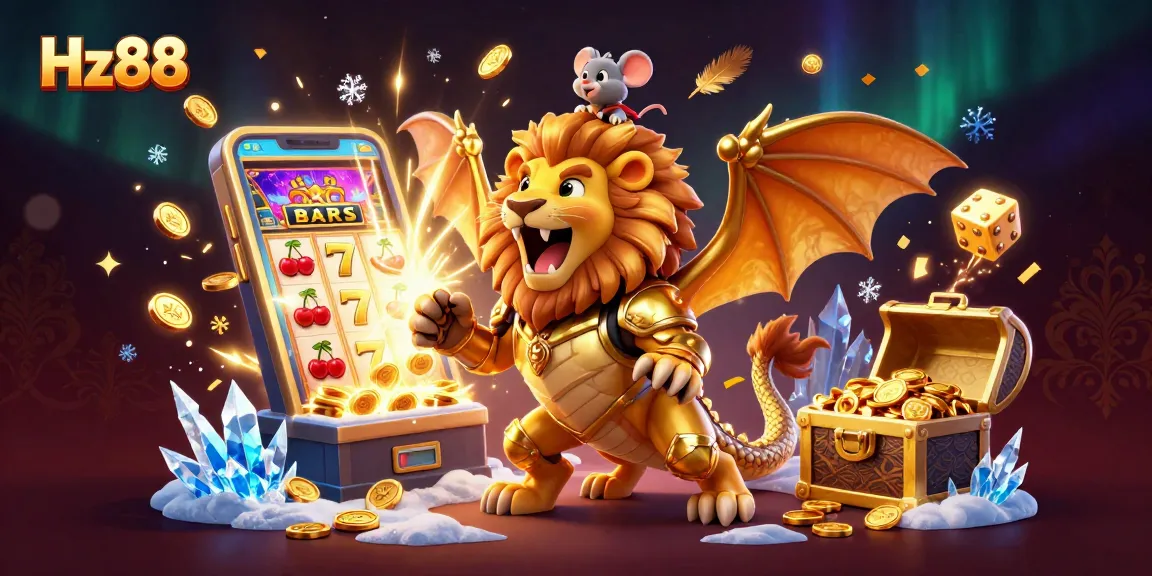 Spin the reels for a big win at Hz88 with vibrant casino elements and a lively jackpot theme.