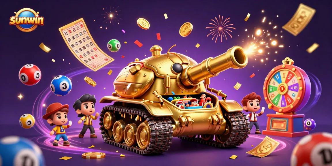 Win big with sunwin in a colorful casino scene filled with lottery and bingo excitement.