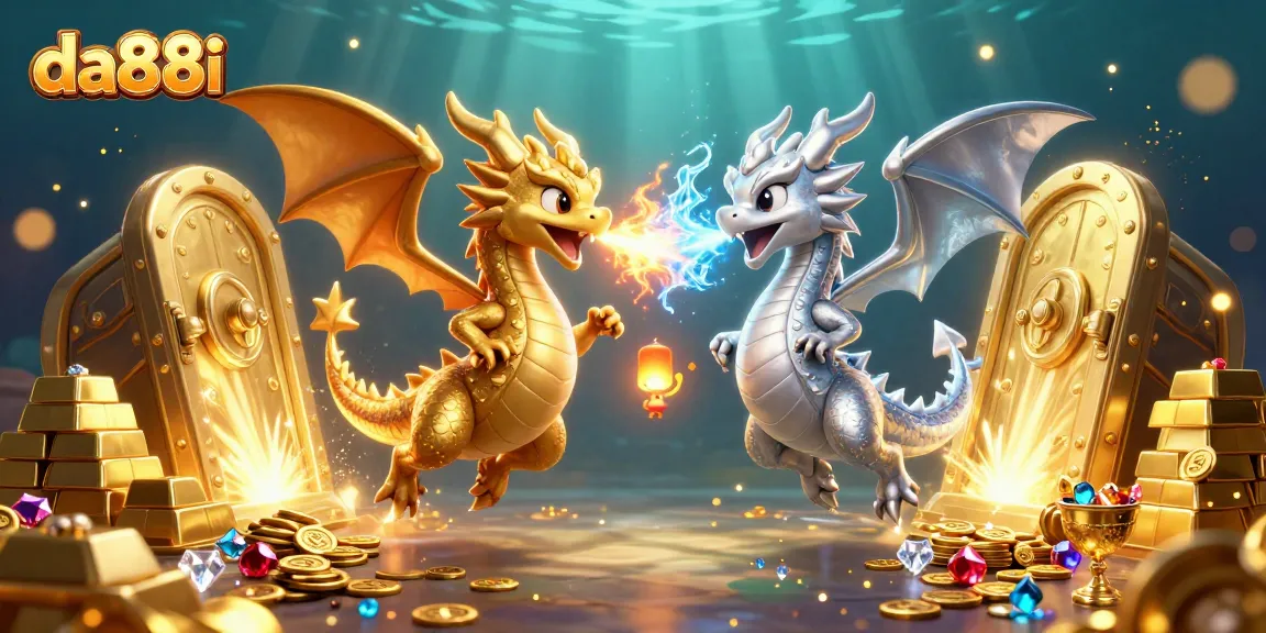 Enhance your play at da88i with this captivating scene of dragons, gold, and casino treasures.