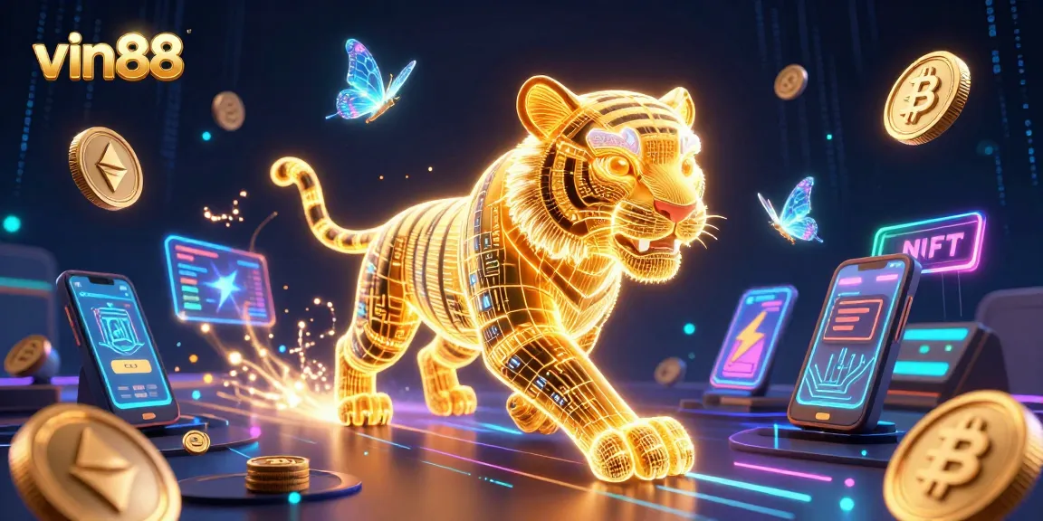 Experience the thrilling features of vin88 through a vibrant 3D casino illustration.