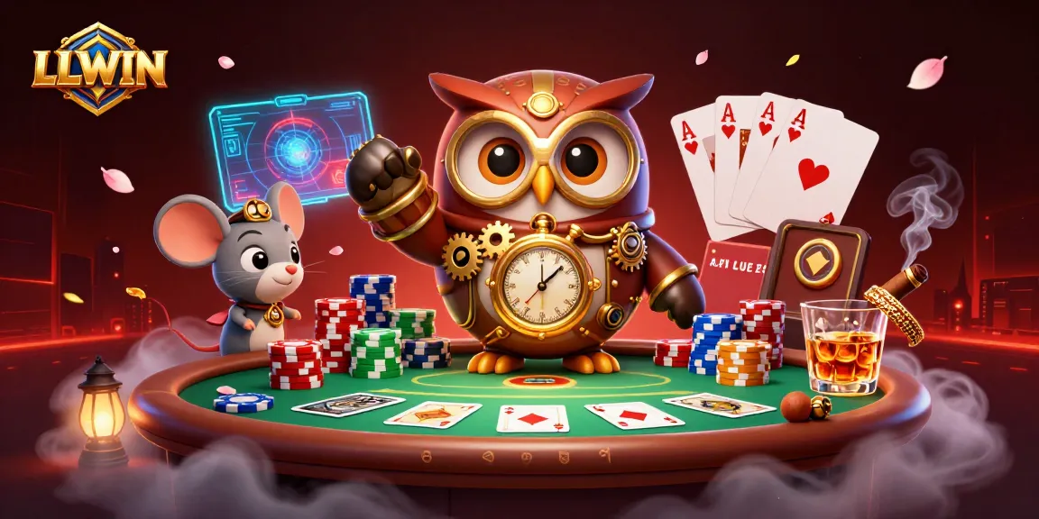 LLWIN invites players to enjoy thrilling poker action with time-traveler characters and vibrant casino visuals.